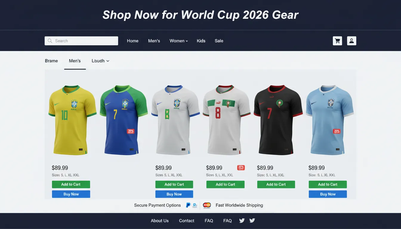 Loja online com camisas do Brasil x Marrocos Copa 2026 data horário à venda.
