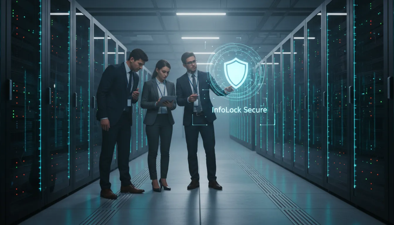 O comitê de privacidade de dados inspeciona um servidor, assegurando prevenção de vazamentos e integridade das informações com InfoLock.
