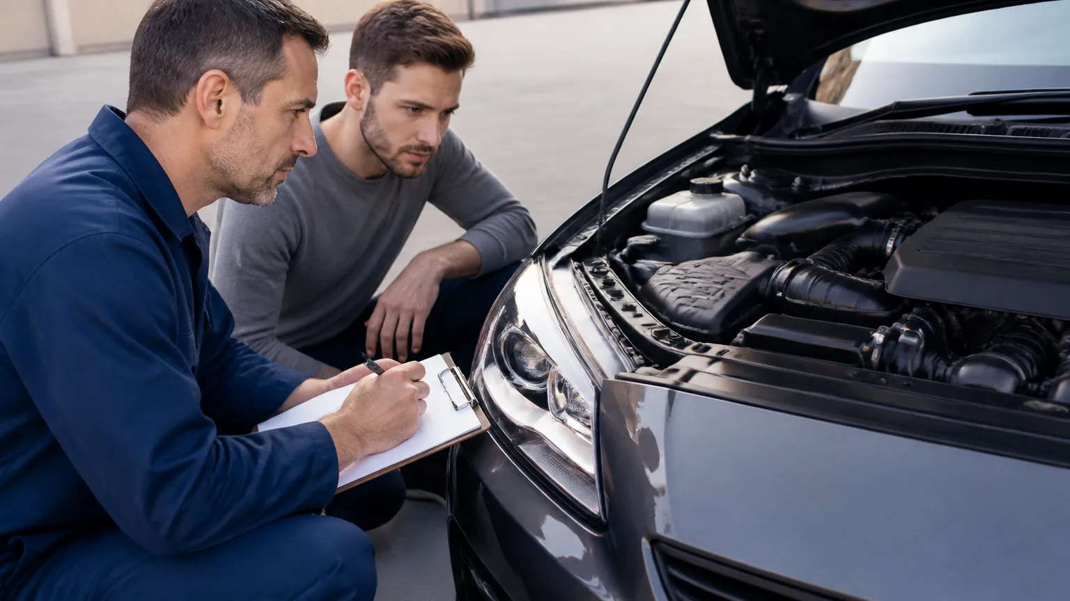 Inspeção veicular detalhada para como calcular valor de revenda de carro usado antes de anunciar.