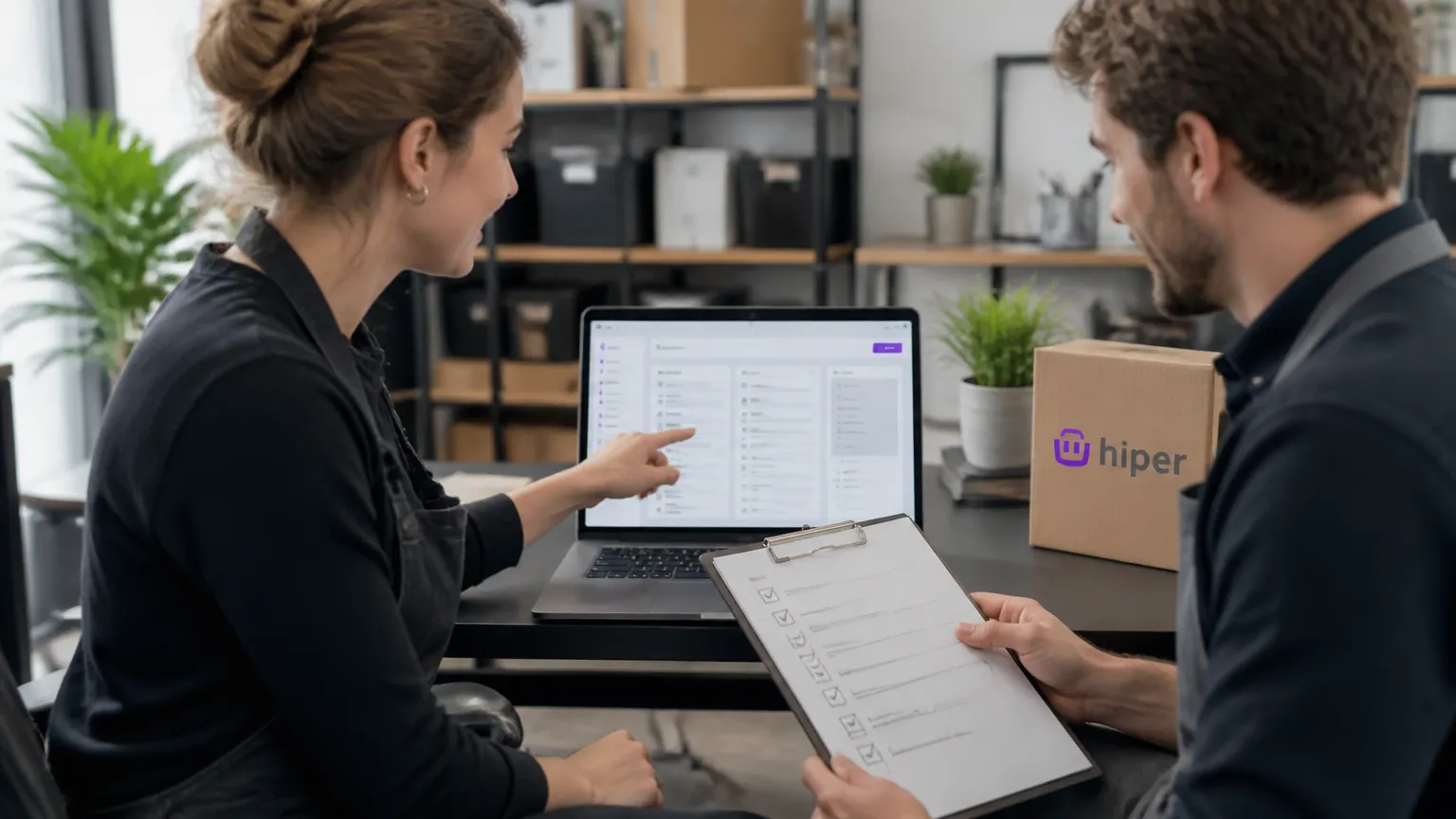 Equipe conferindo checklist para migração de dados empresariais