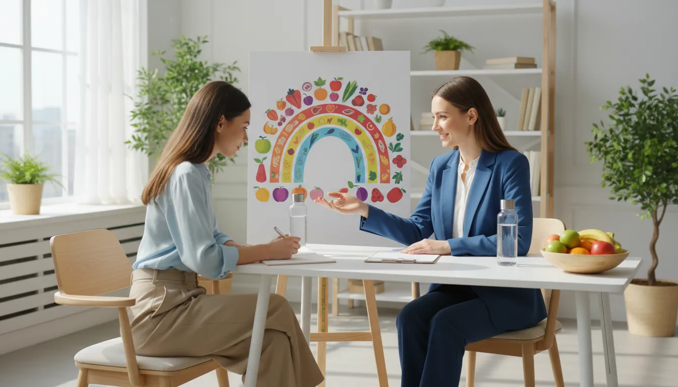 Consulta de nutrição com foco em plano alimentar personalizado, parte das terapias integrativas para otimizar a saúde e o bem-estar individual.