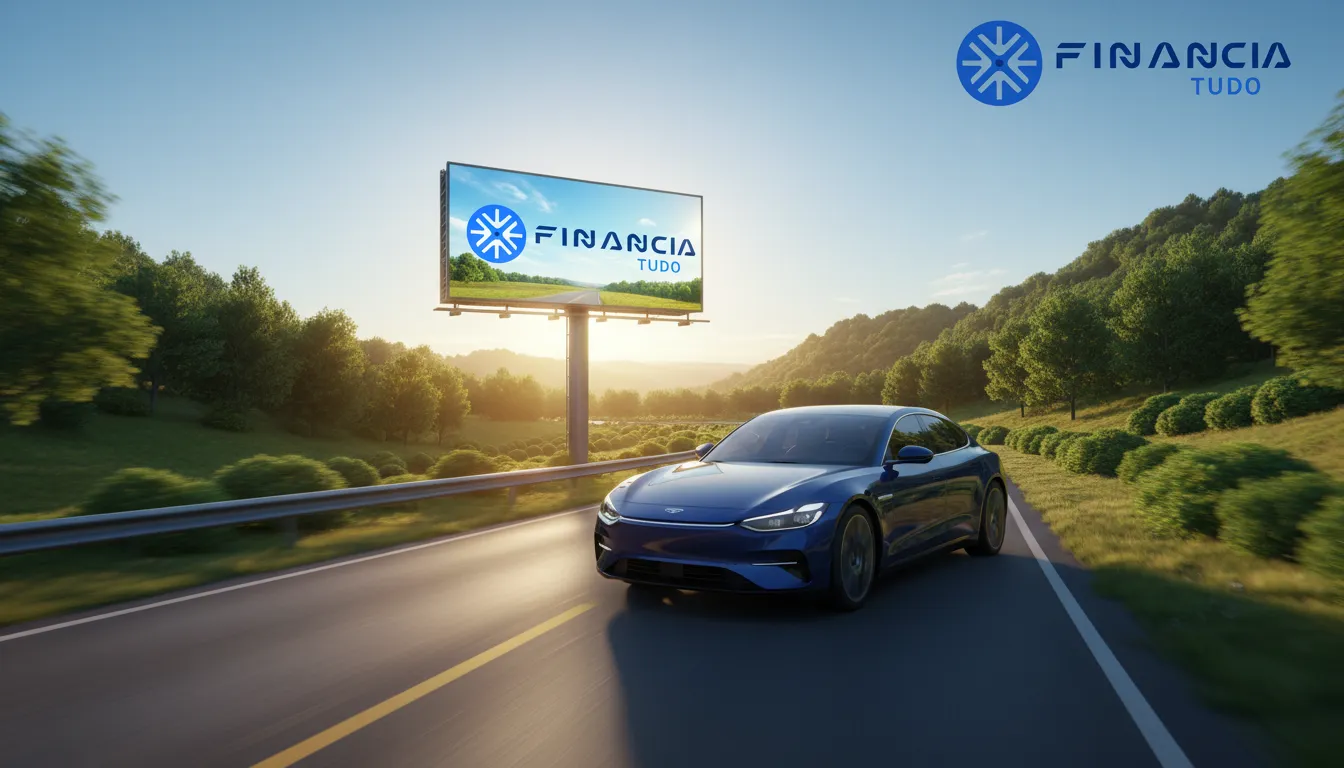 Carro em estrada simbolizando a liberdade financeira alcançada pelo refinanciamento de veículo facilitado pela Financia Tudo.