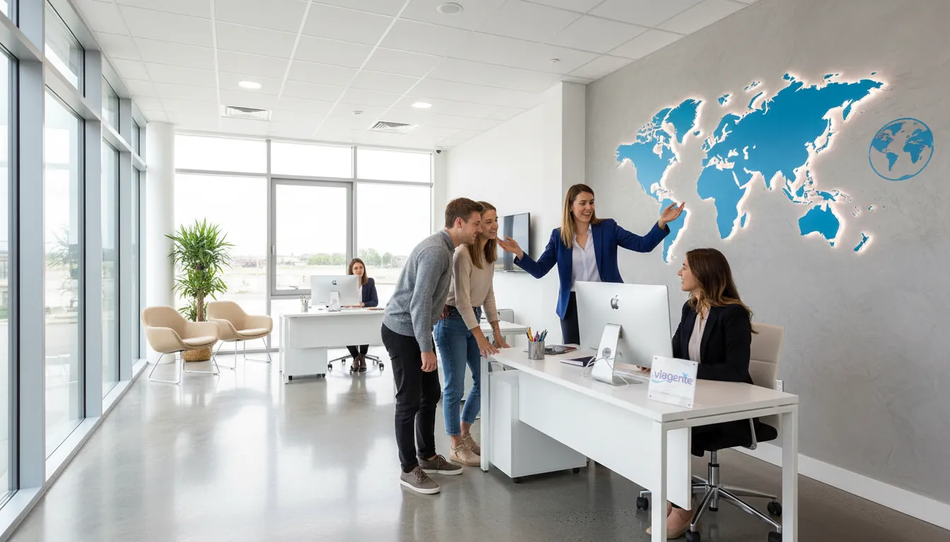 Agentes da Viagente auxiliando clientes no planejamento de viagens e na melhor forma de vender milhas. Conte com a nossa expertise!