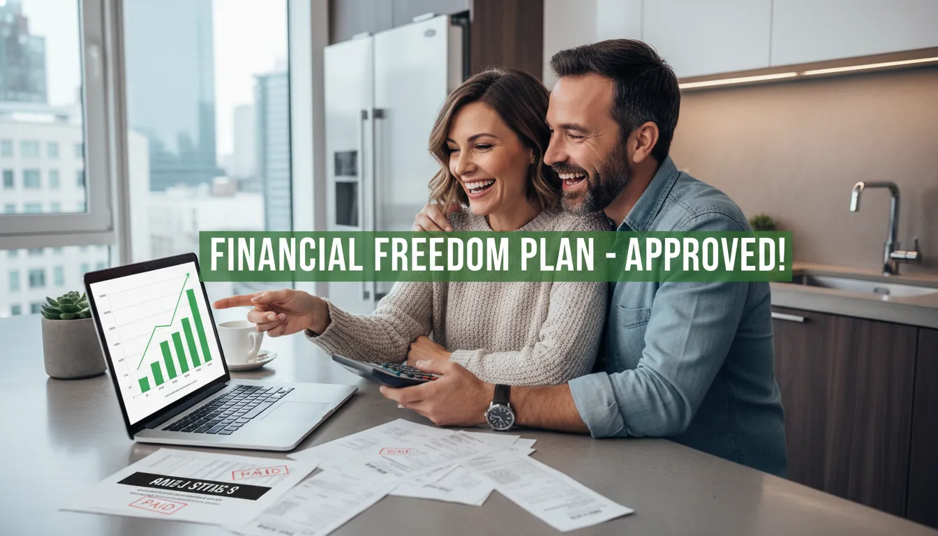 Casal analisando contas e encontrando solução para dívidas na renegociação, mostrando alívio e esperança.