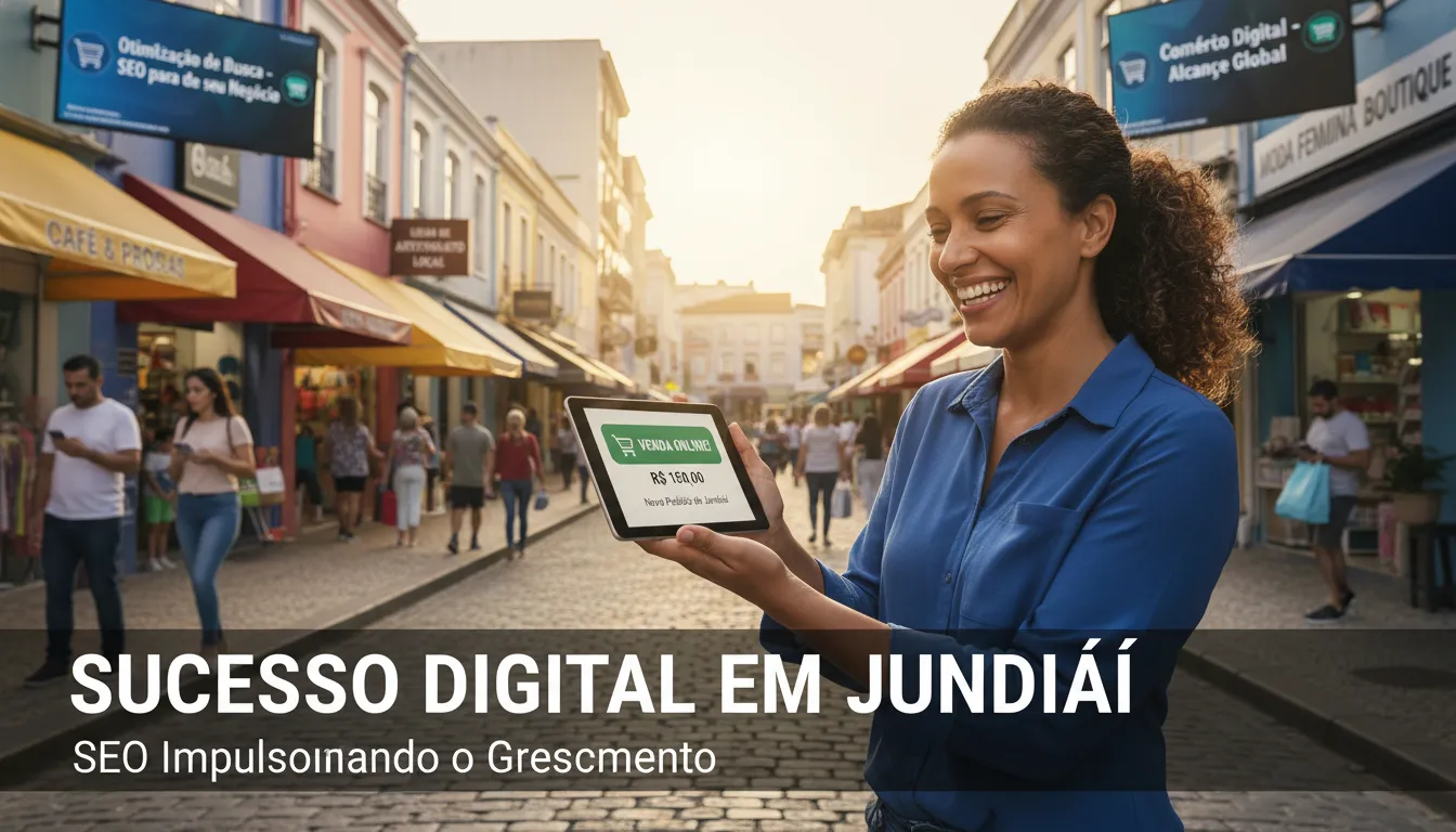 Business owner in Jundiaí celebrating online sales after implementing SEO