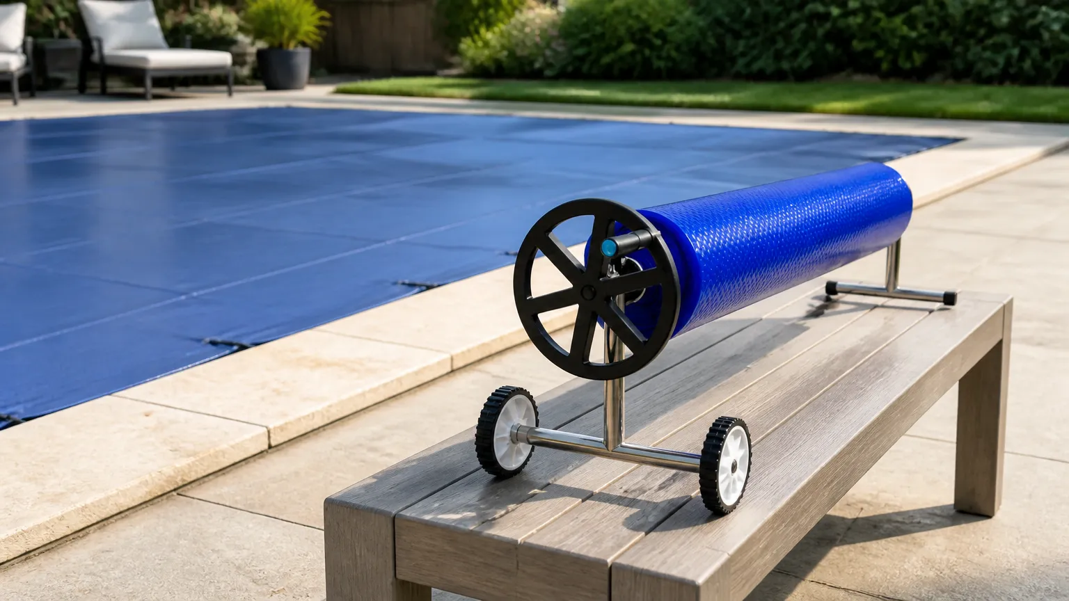 Capa para piscina de protecao com acabamento resistente em area externa