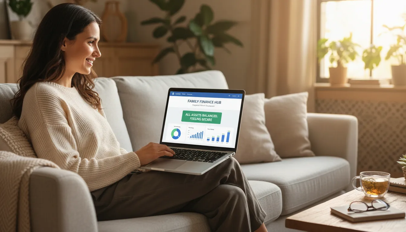 Pessoa utilizando plataforma digital para organizar patrimônio e futuro da família