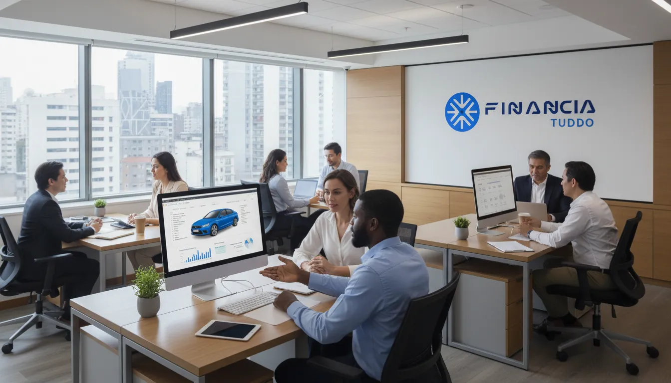 Comparativo visual: estresse com juros altos vs. alívio após refinanciar carro ainda financiado com a Financia Tudo.