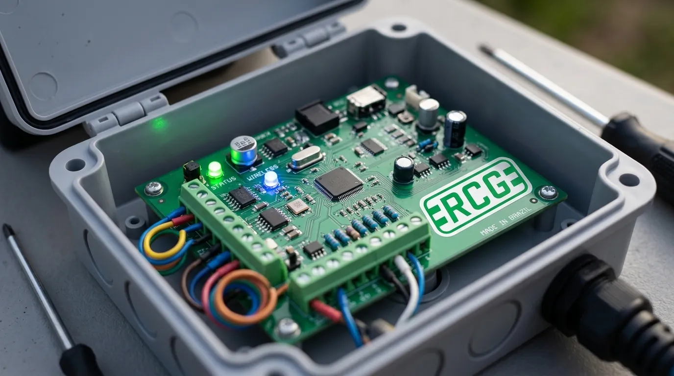 Placa eletronica de controle para automatismos portoes residenciais e comerciais em funcionamento