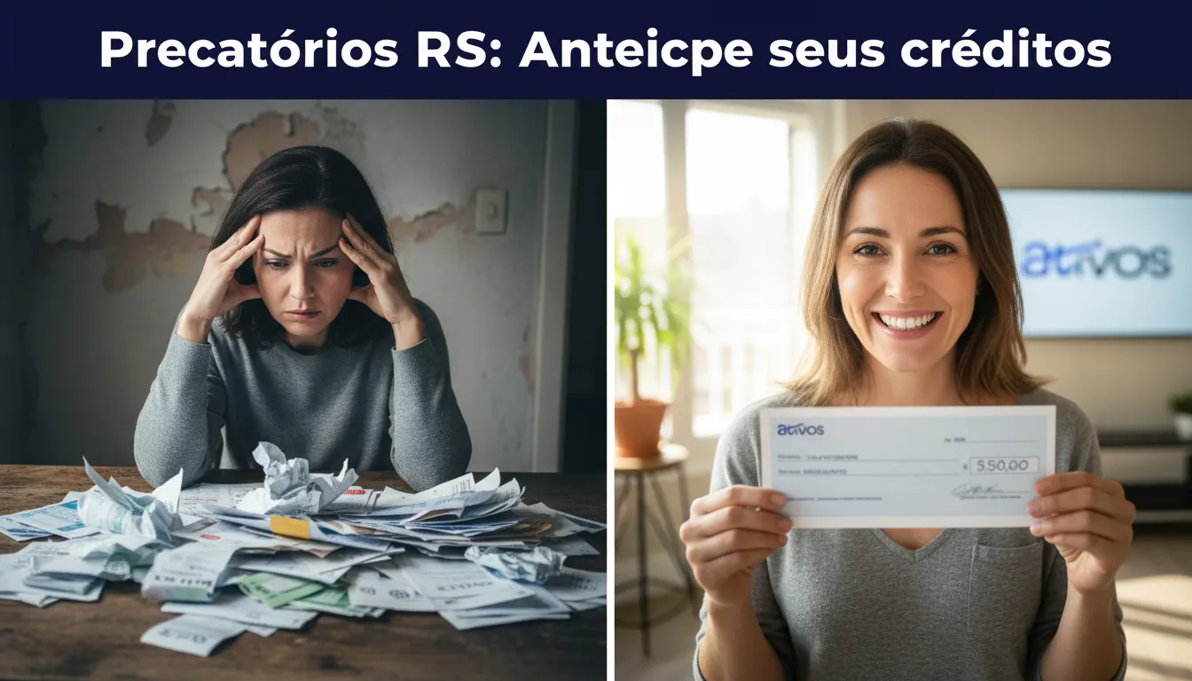 Mulher transforma preocupação em sorriso ao antecipar precatórios RS consulta com a Ativos, resolvendo suas finanças.