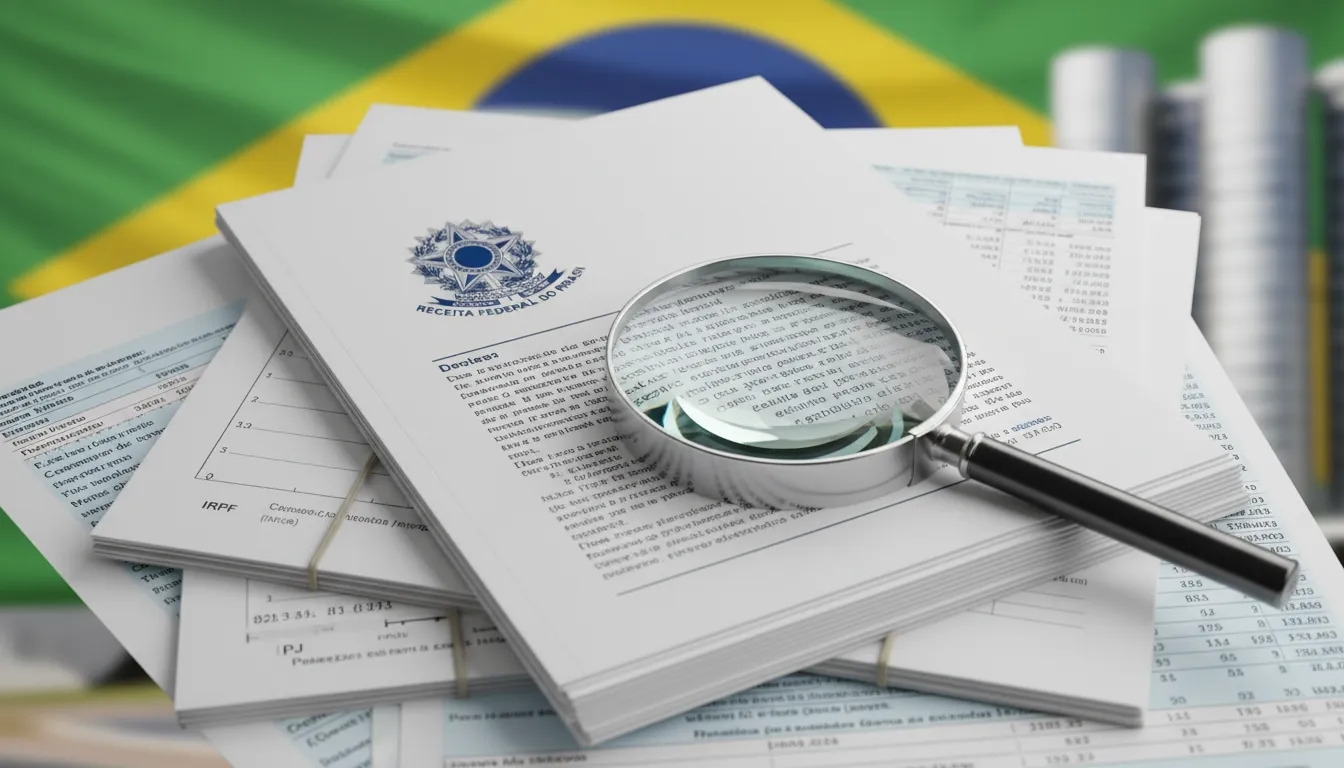 Organized financial documents highlight full legal compliance for offshore declarar receita federal brasil.
