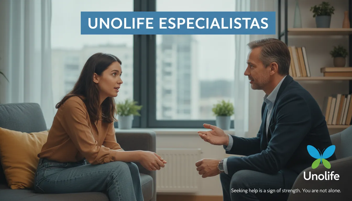 Alguém buscando ajuda profissional em uma sessão de terapia, enfatizando a importância do tratamento para a depressão com Unolife.