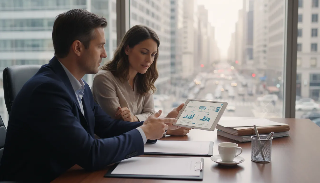 Expert financial advisor explaining tax benefits of an offshore strategy for investing in US real estate.