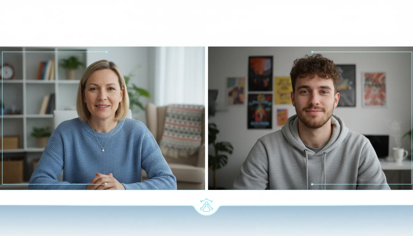 Terapeuta conduzindo sessão online com jovem, ambos calmos e engajados, demonstrando cuidado com as emoções.