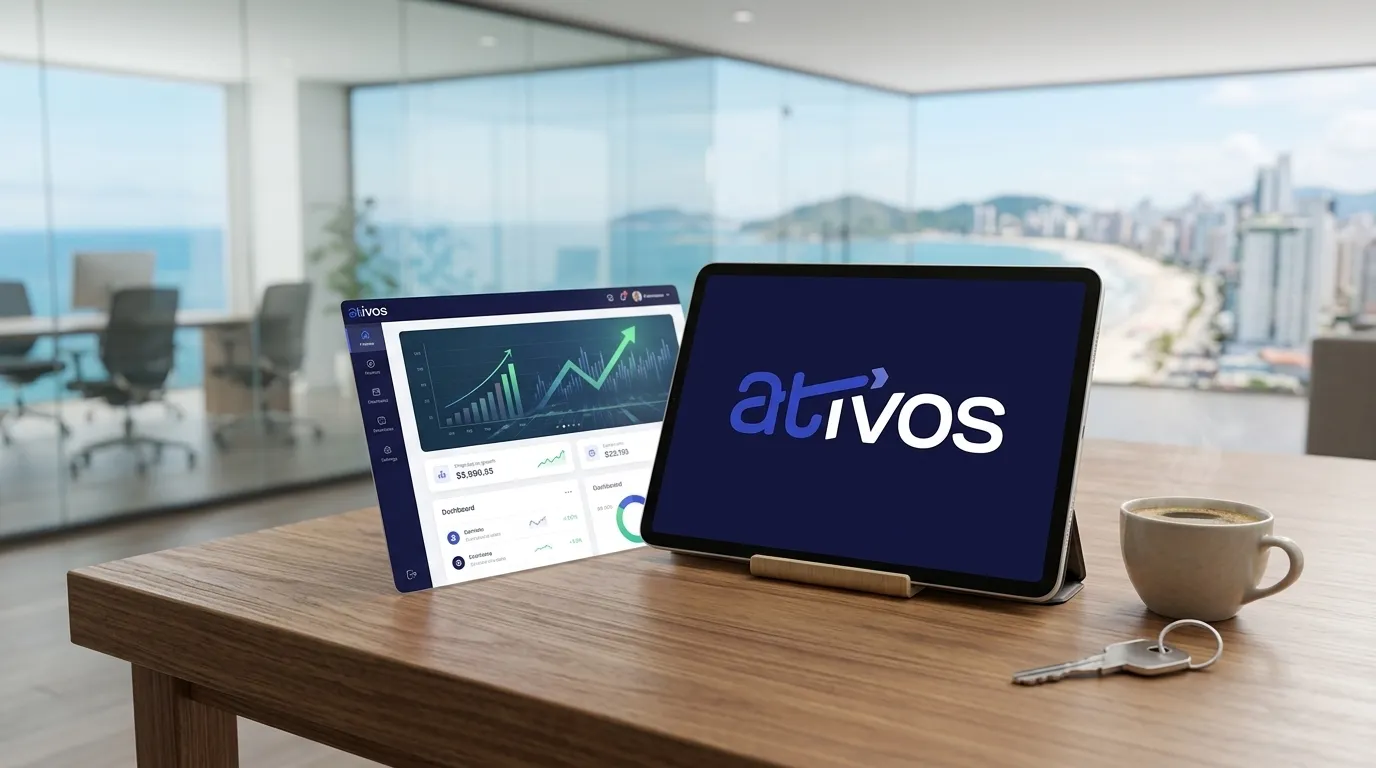 Tablet com dados financeiros sobre mesa simbolizando antecipacao de precatorio tjsc.