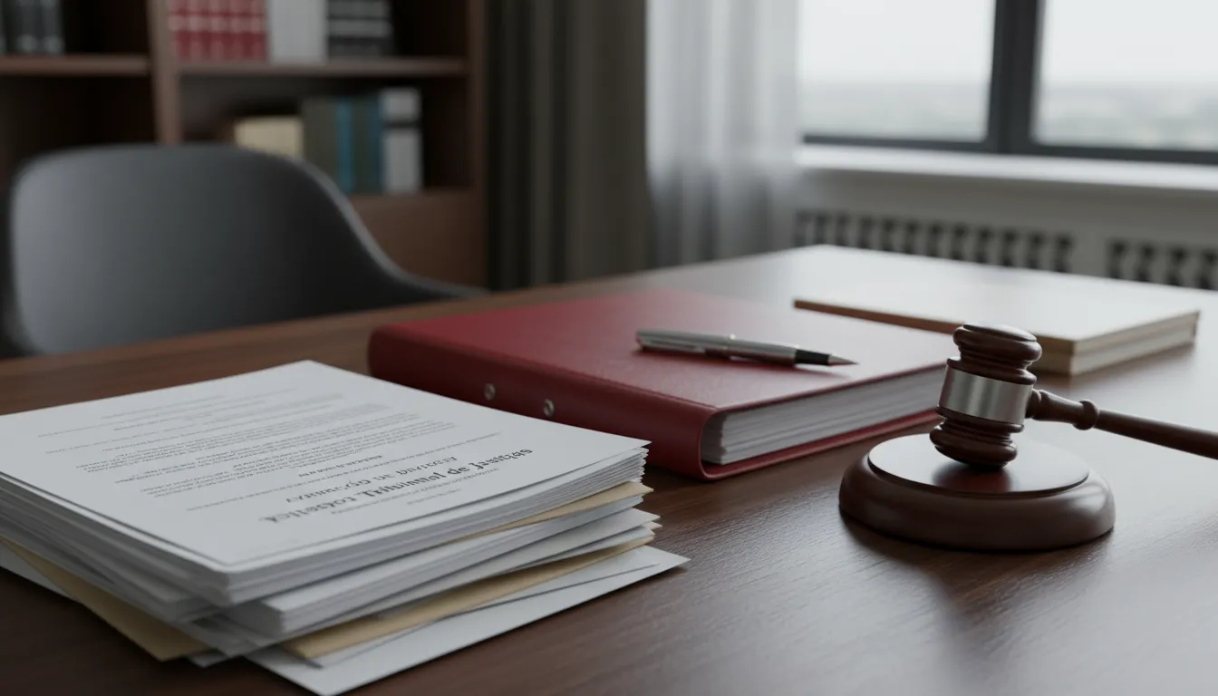 Pilha de documentos legais sobre uma mesa, com textos em português e estrangeiro, representando o processo de homologacao divorcio estrangeiro no STJ.