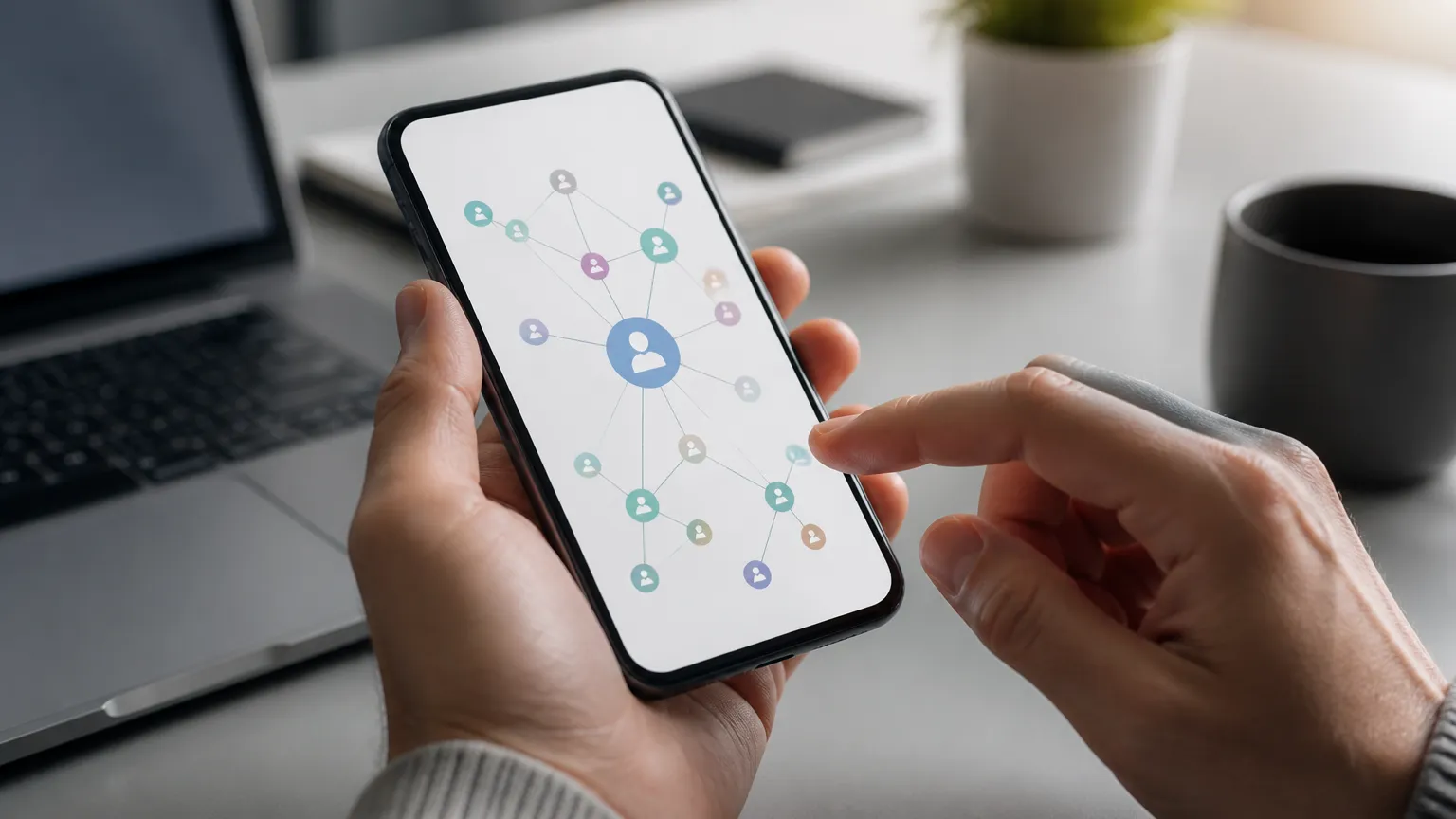 Grafico no smartphone mostrando como identificar oportunidades de indicacao de novos servicos.