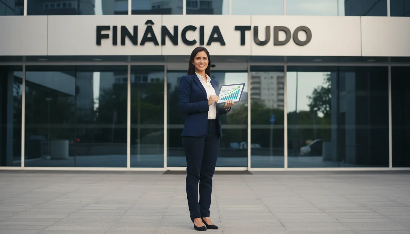 Mulher de negócios bem-sucedida obtendo crédito com a mesma garantia para expansão, mostrando a solidez da Financia Tudo.