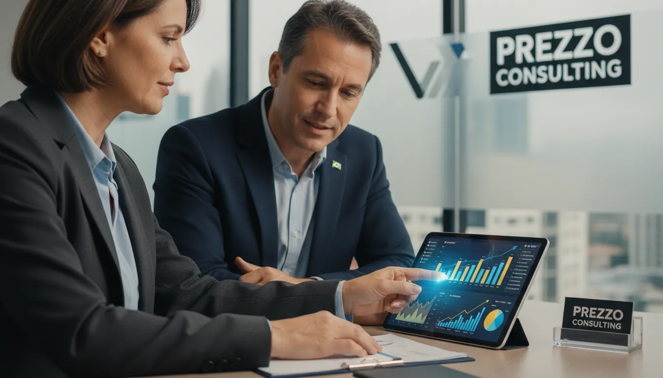 Análise de gráficos financeiros em um Escritório de Contabilidade em Miami para Brasileiros, demonstrando a expertise da Prezzo Consulting.