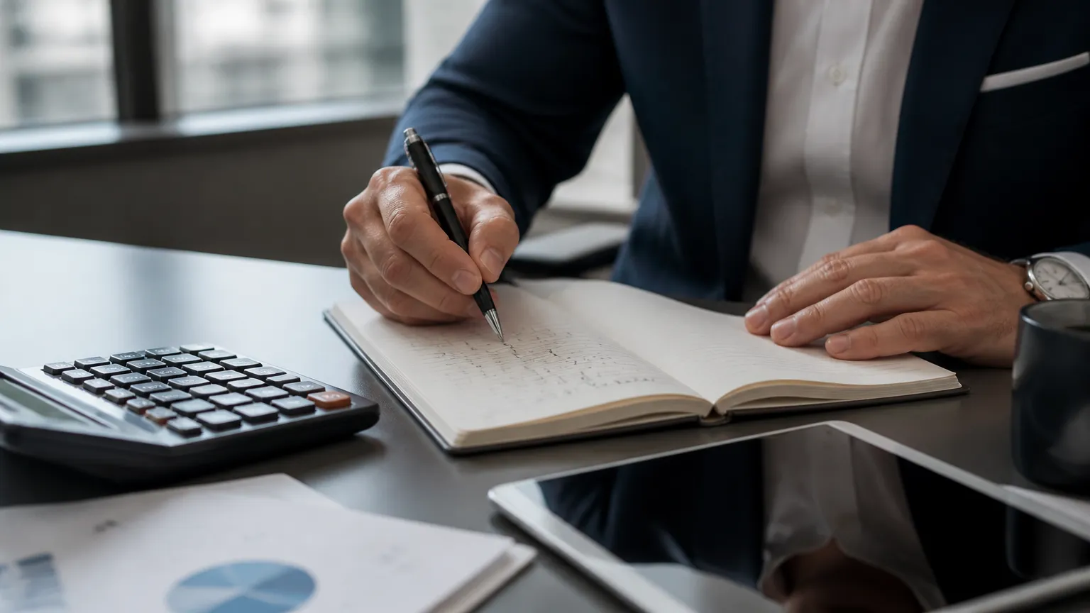 Planejamento calculando quanto uma empresa precisa de capital de giro para operações.