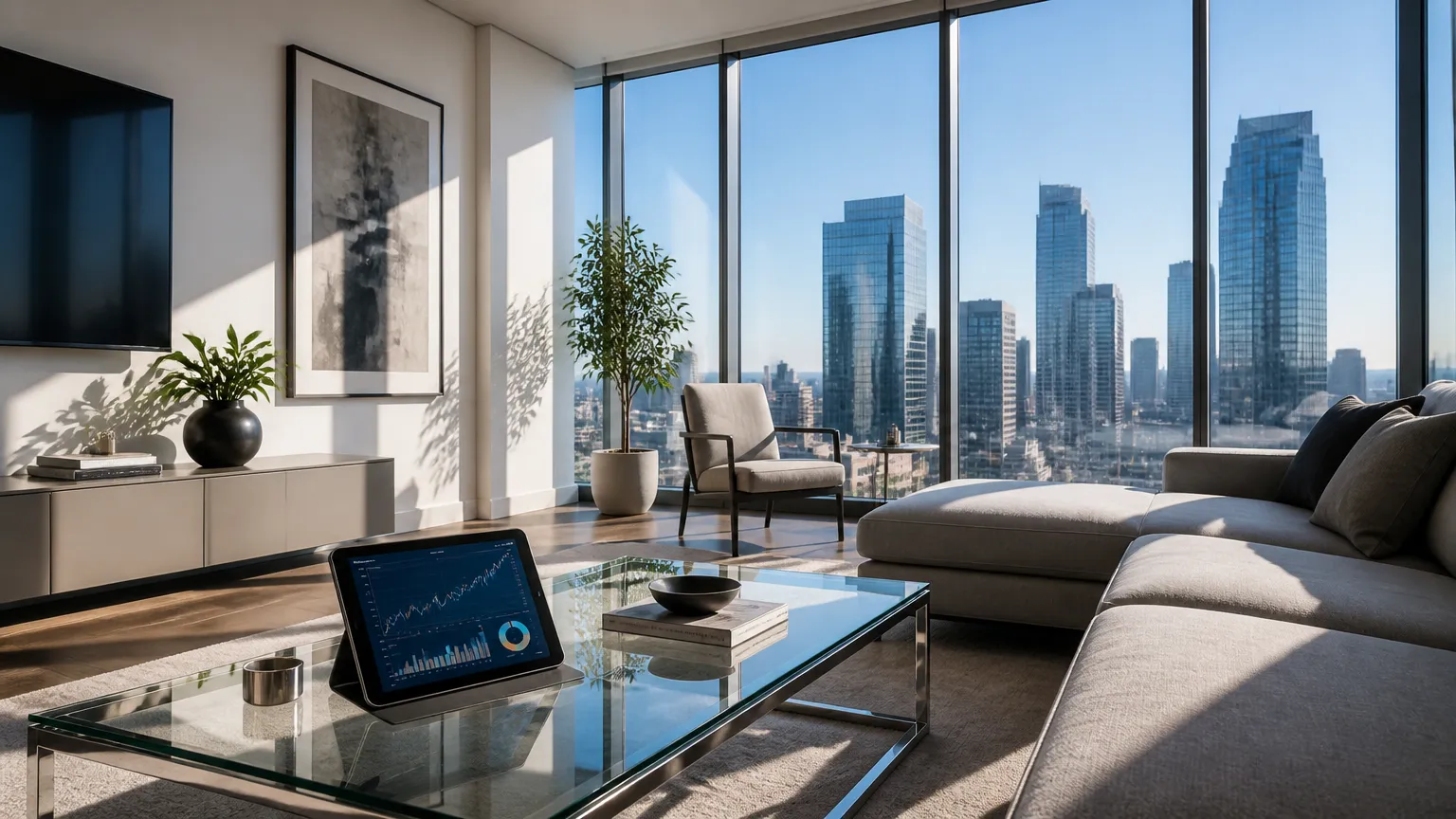 Apartamento residencial contemporâneo representando imóvel alugado como garantia de crédito.