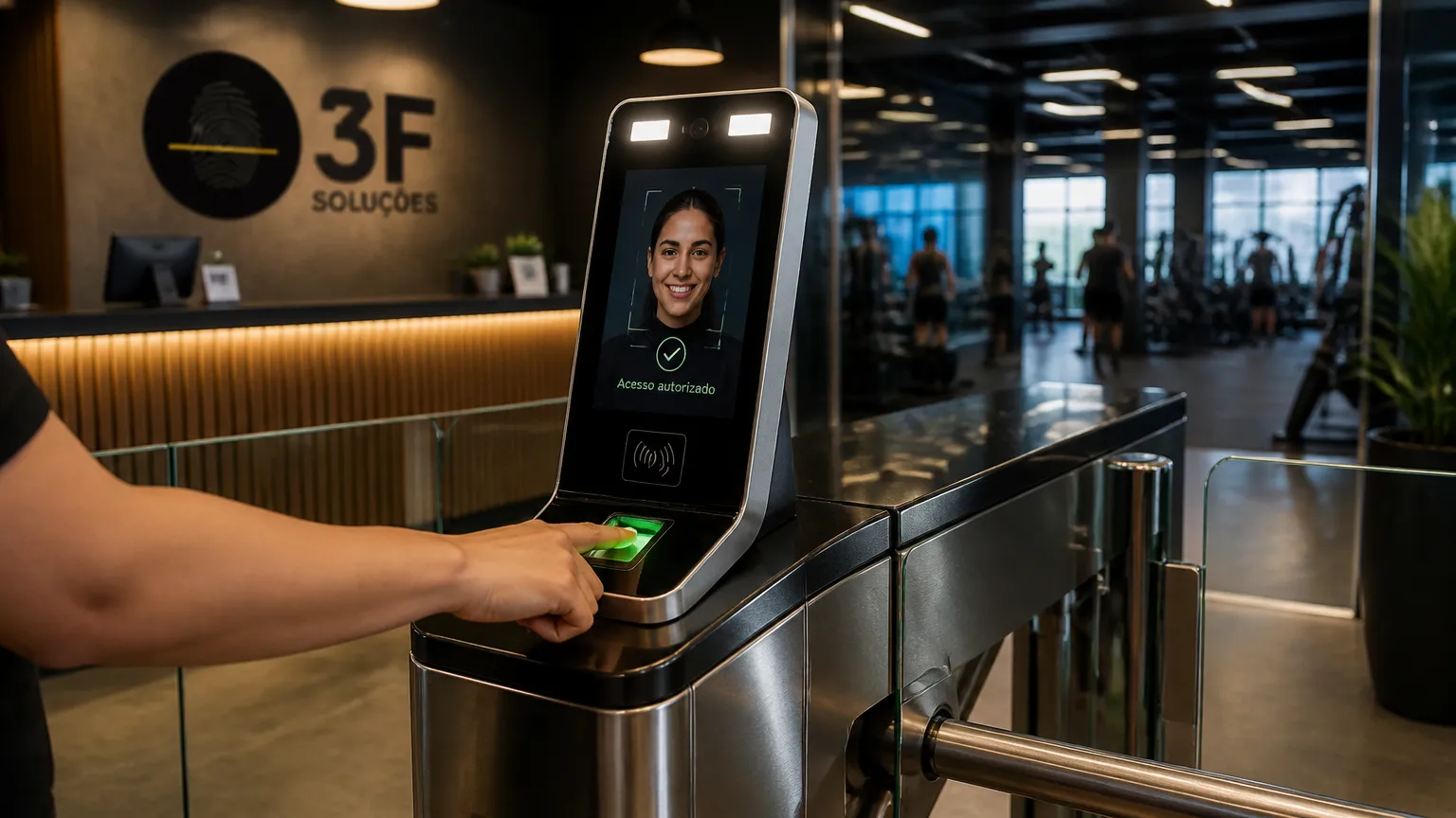 Tecnologia em aluguel de catraca com sistema para academia com leitor biométrico digital.
