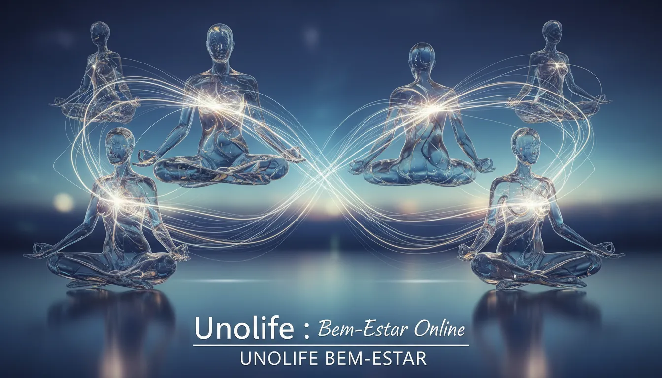 Representação abstrata da interconexão mente-corpo, simbolizando a abordagem holística das terapias integrativas online oferecidas pela Unolife.