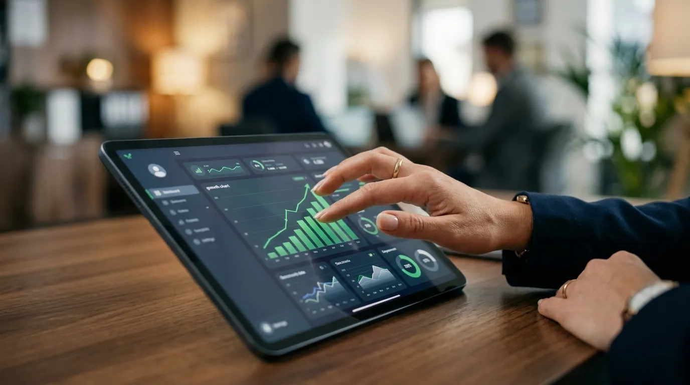 Empresário monitorando finanças corporativas e entendendo o que é software de contabilidade.