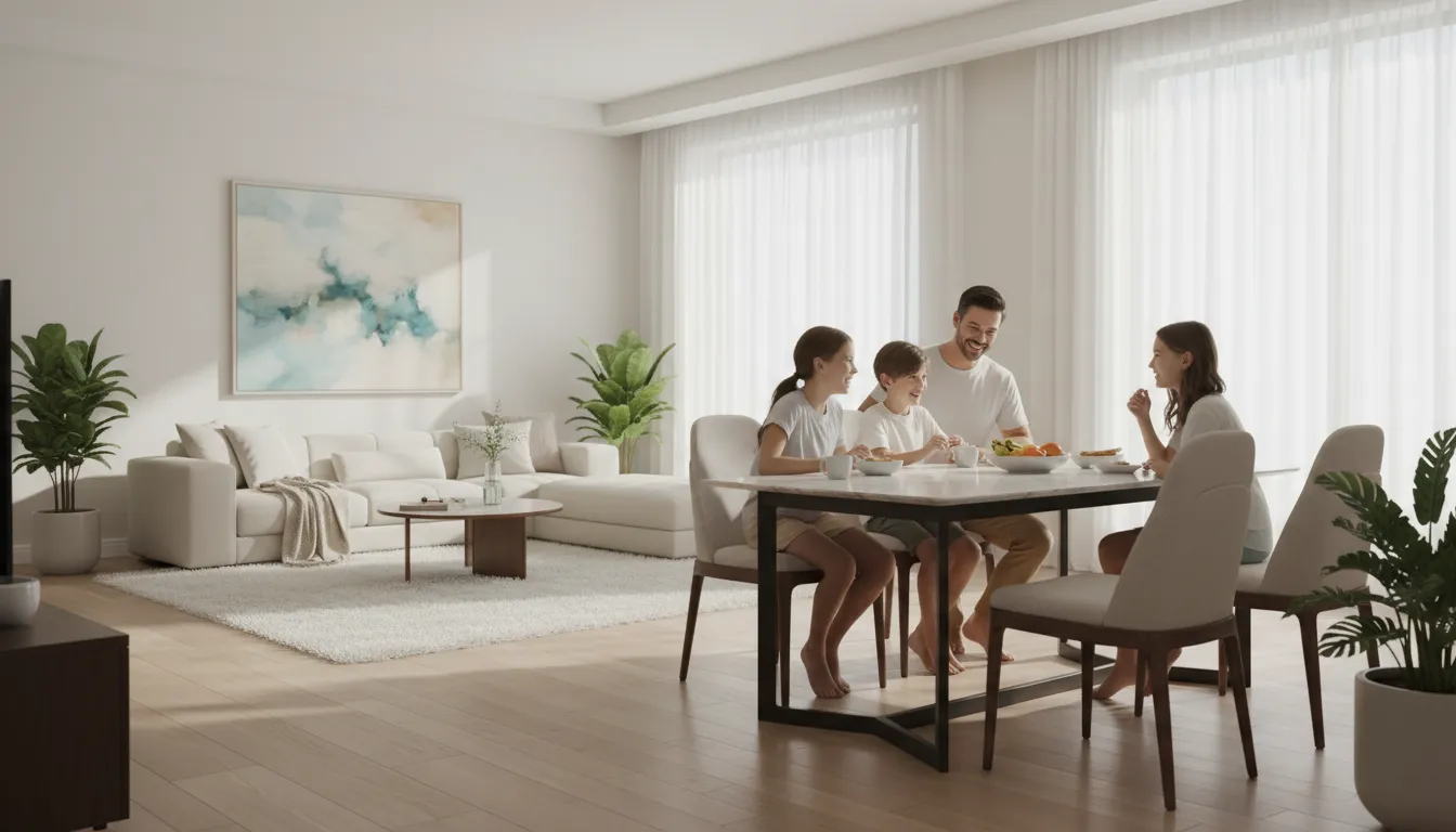 Ambiente residencial limpo e livre de formigas, evidenciando o sucesso do controle e manejo, proporcionando paz para a família.