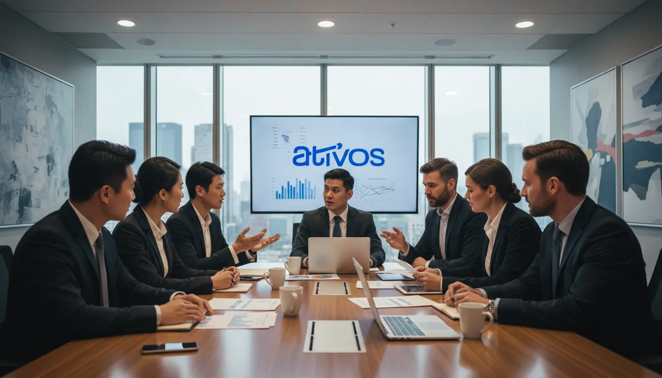 Grupo diversificado discutindo estratégias financeiras de precatórios, exemplificando o cessionário o que é em um ambiente colaborativo.