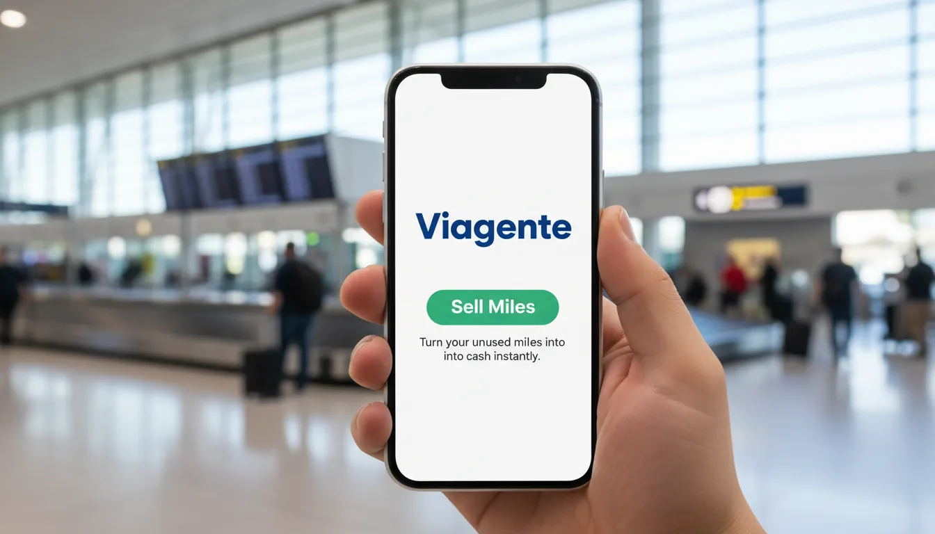 Tela de smartphone com o app da Viagente mostrando o botão 