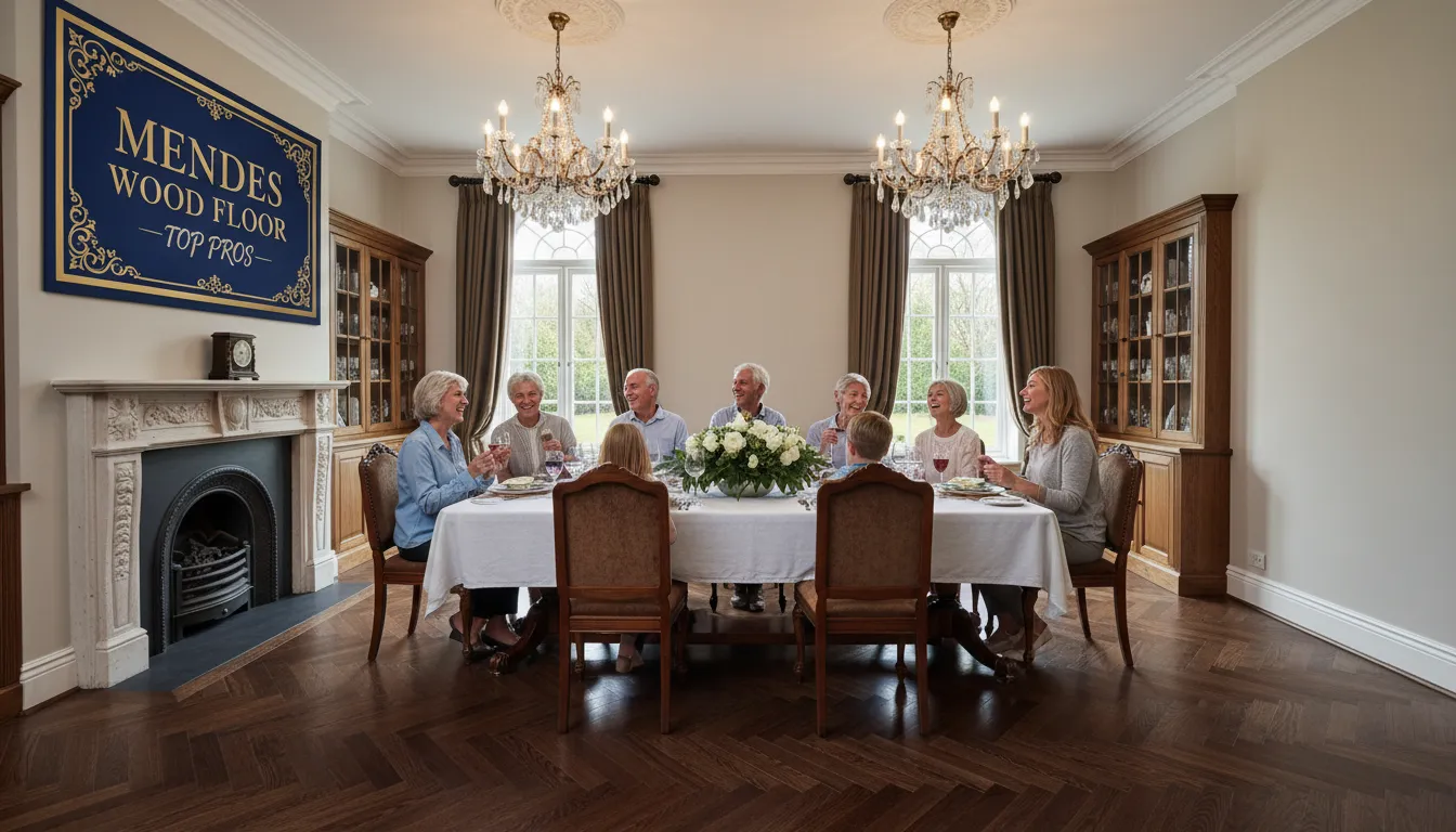 Elegant dining room features new flooring, highlighting Mendes Wood Floor as one of the best flooring contractors near me for timeless designs.