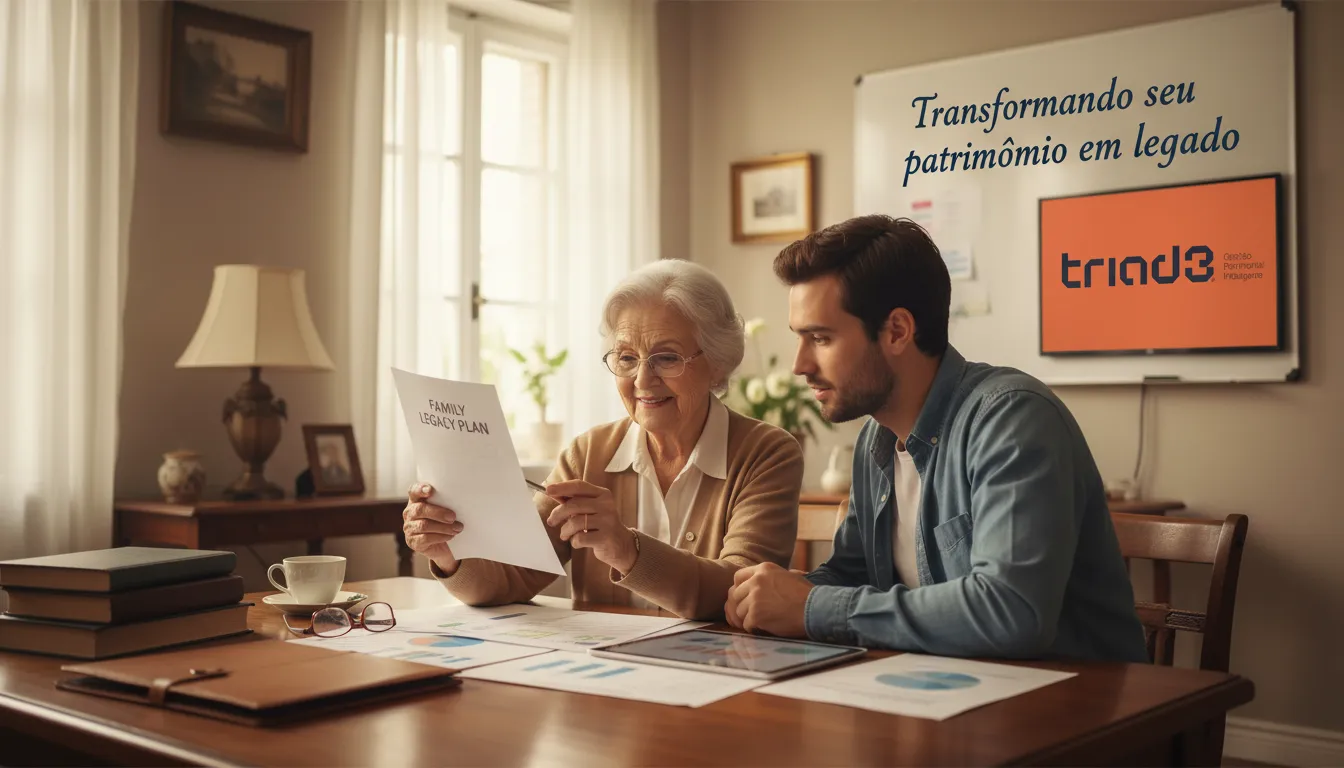 Avó transmitindo conhecimento financeiro sobre planejamento tributário do imposto de renda para neta.