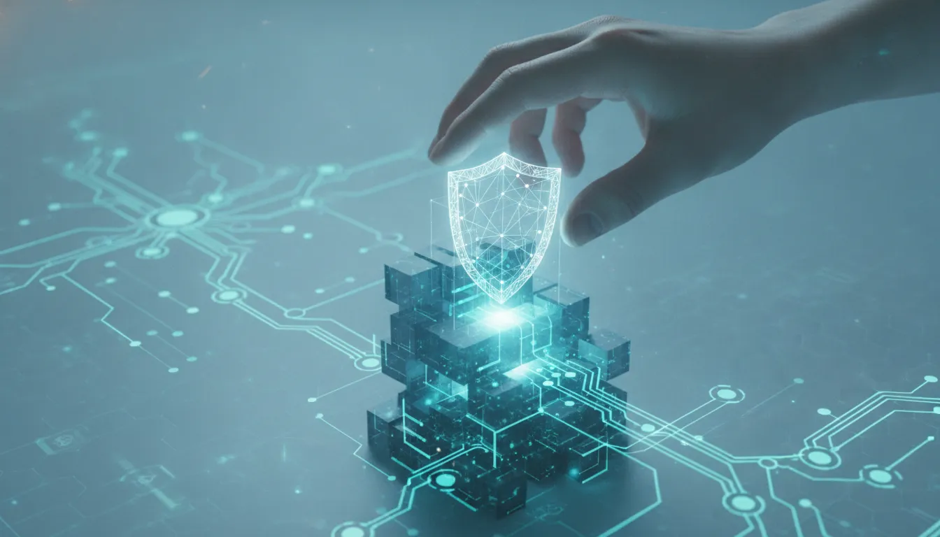 Mão protegendo dados digitais com um escudo, prevenindo vazamentos e buscando indenização por vazamento de dados.