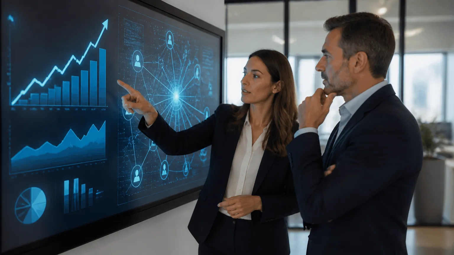 Especialistas analisando rede de contatos e como identificar oportunidades de indicacao comercial.