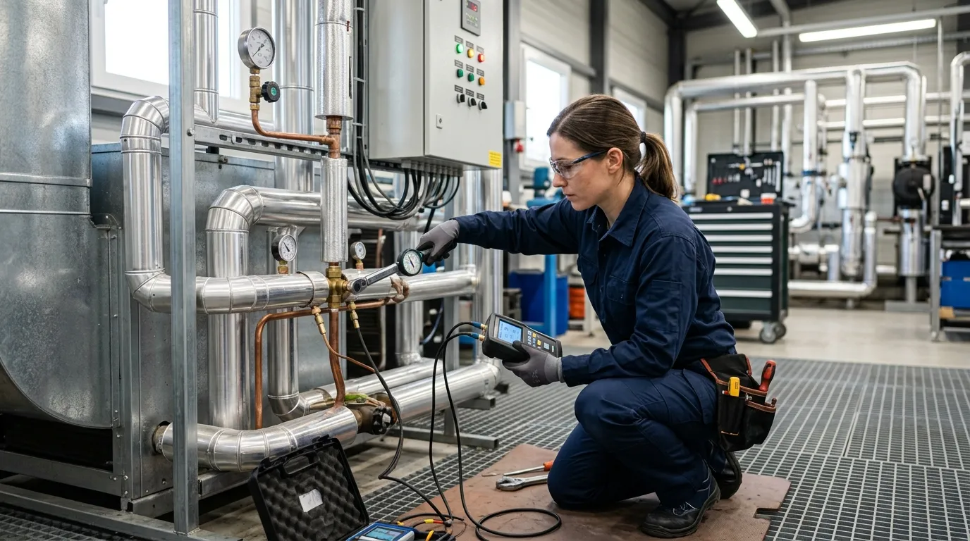 Engenheiro aplicando técnicas que definem a manutenção preditiva e preventiva diferença em ativos.