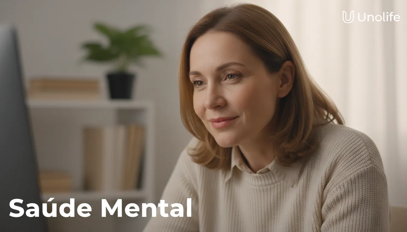 Imagem focada no terapeuta em uma sessão de terapia online, transmitindo a empatia e o suporte essenciais para o tratamento. Unolife cuida da sua saúde mental.