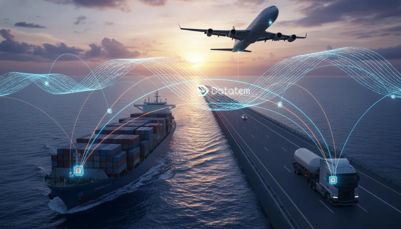 Logística 4.0: Chips M2M da Datatem conectam navio, avião, caminhão, garantindo rastreabilidade ponta a ponta.