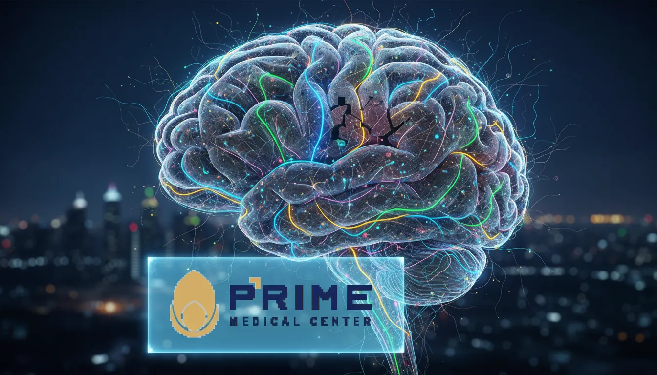 Ilustração abstrata do cérebro representando as causas neurológicas da disfunção erétil psicológica.