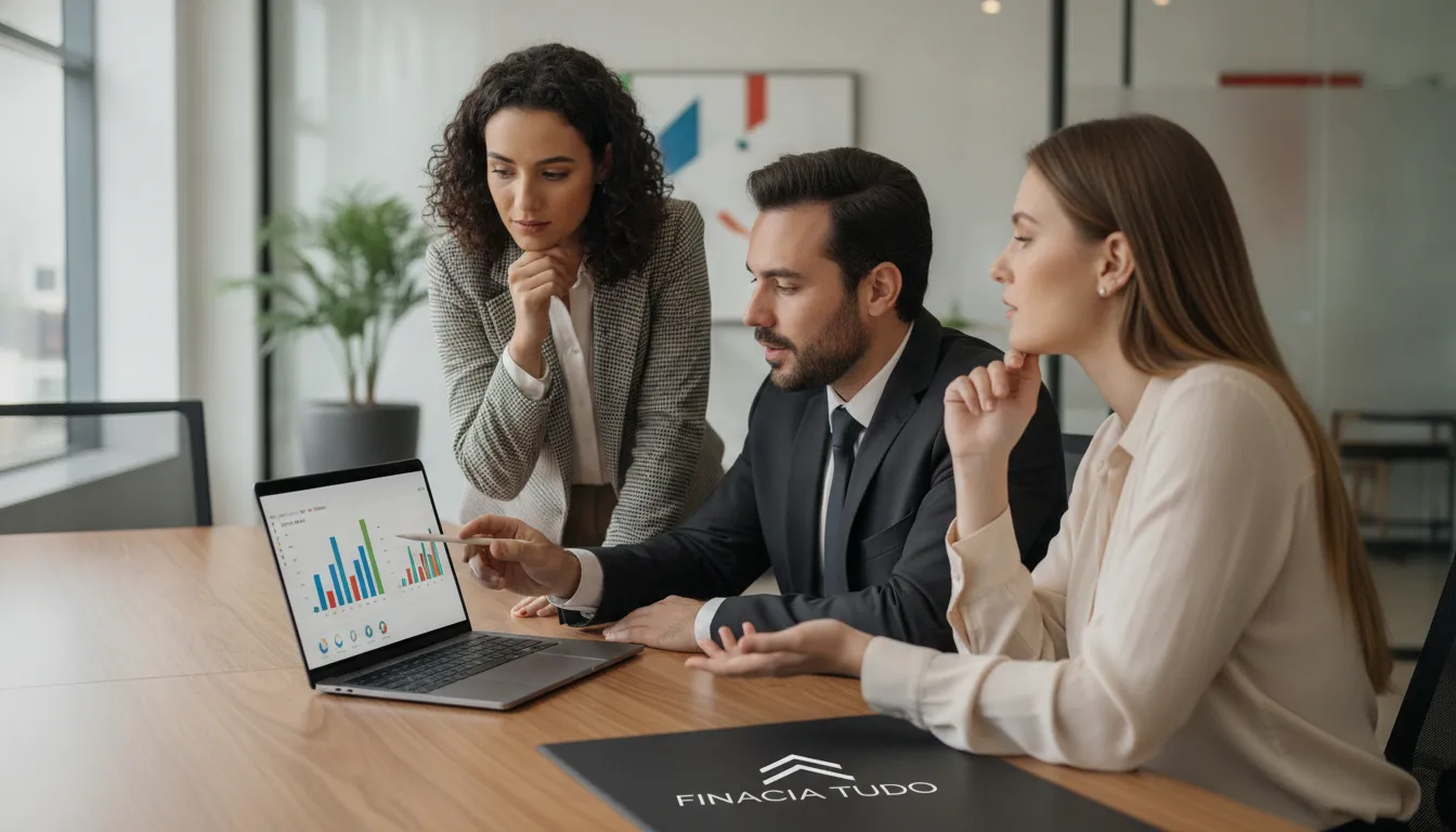 Especialistas da Financia Tudo discutindo estratégias para reduzir custo do financiamento imobiliário.