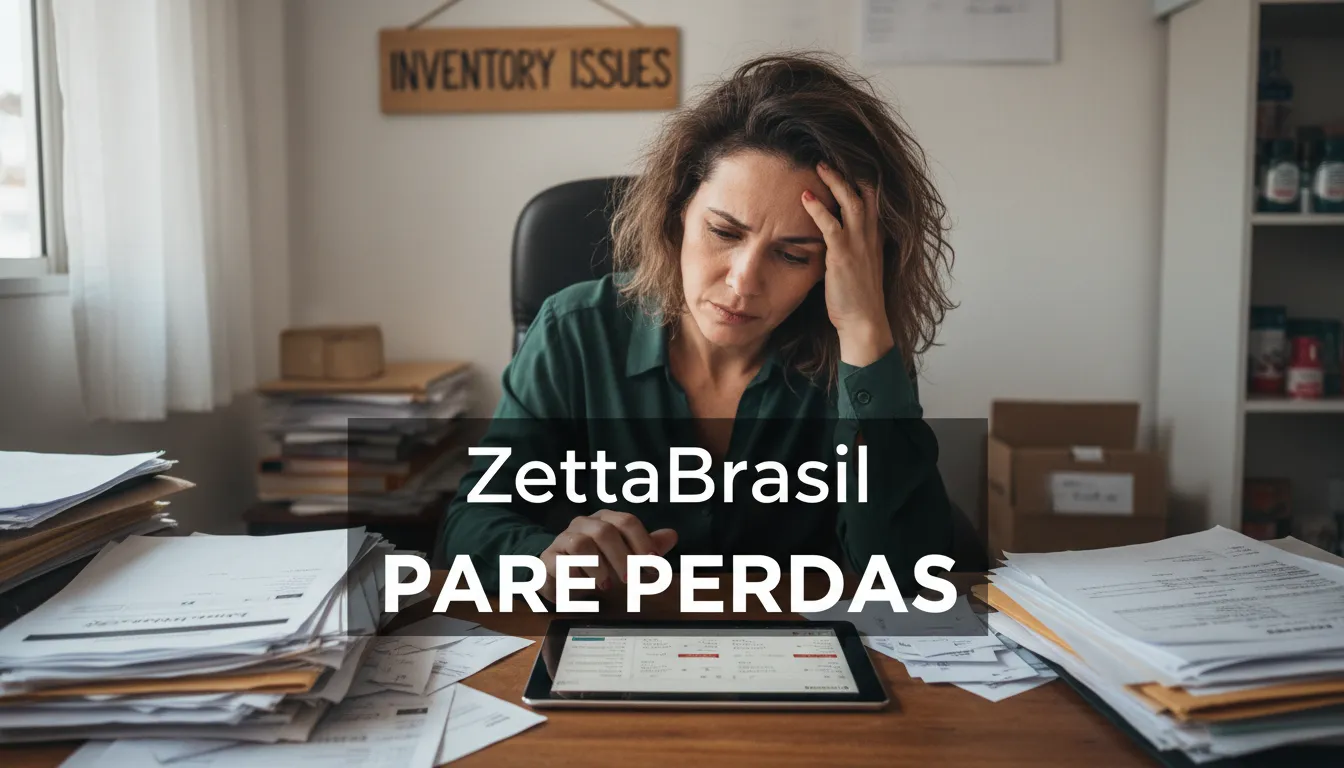 Empresário preocupado com o controle de estoque ineficiente, impactando nas finanças e na organização da empresa.