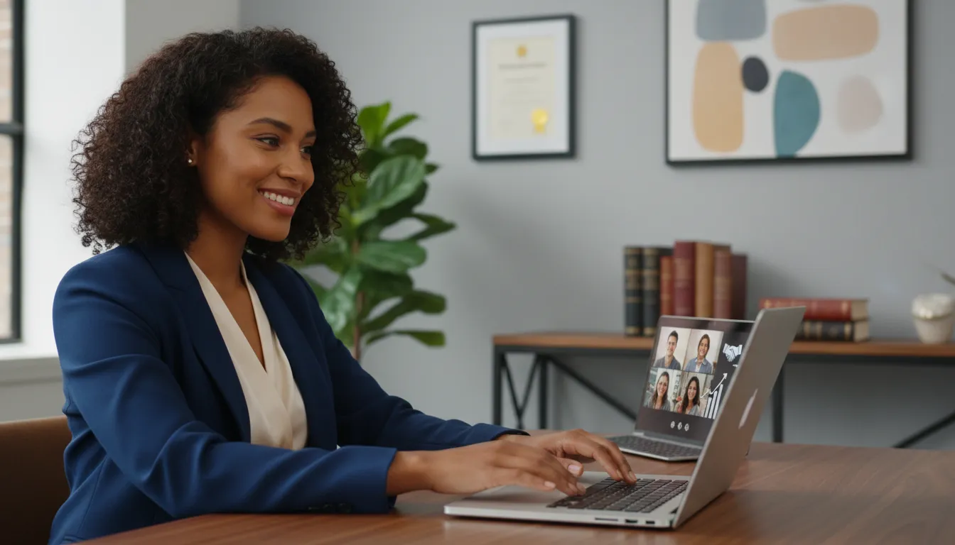 Advogado conversando em videochamada com cliente, demonstrando aquisição de leads através de uma produtora de vídeos para advogados.