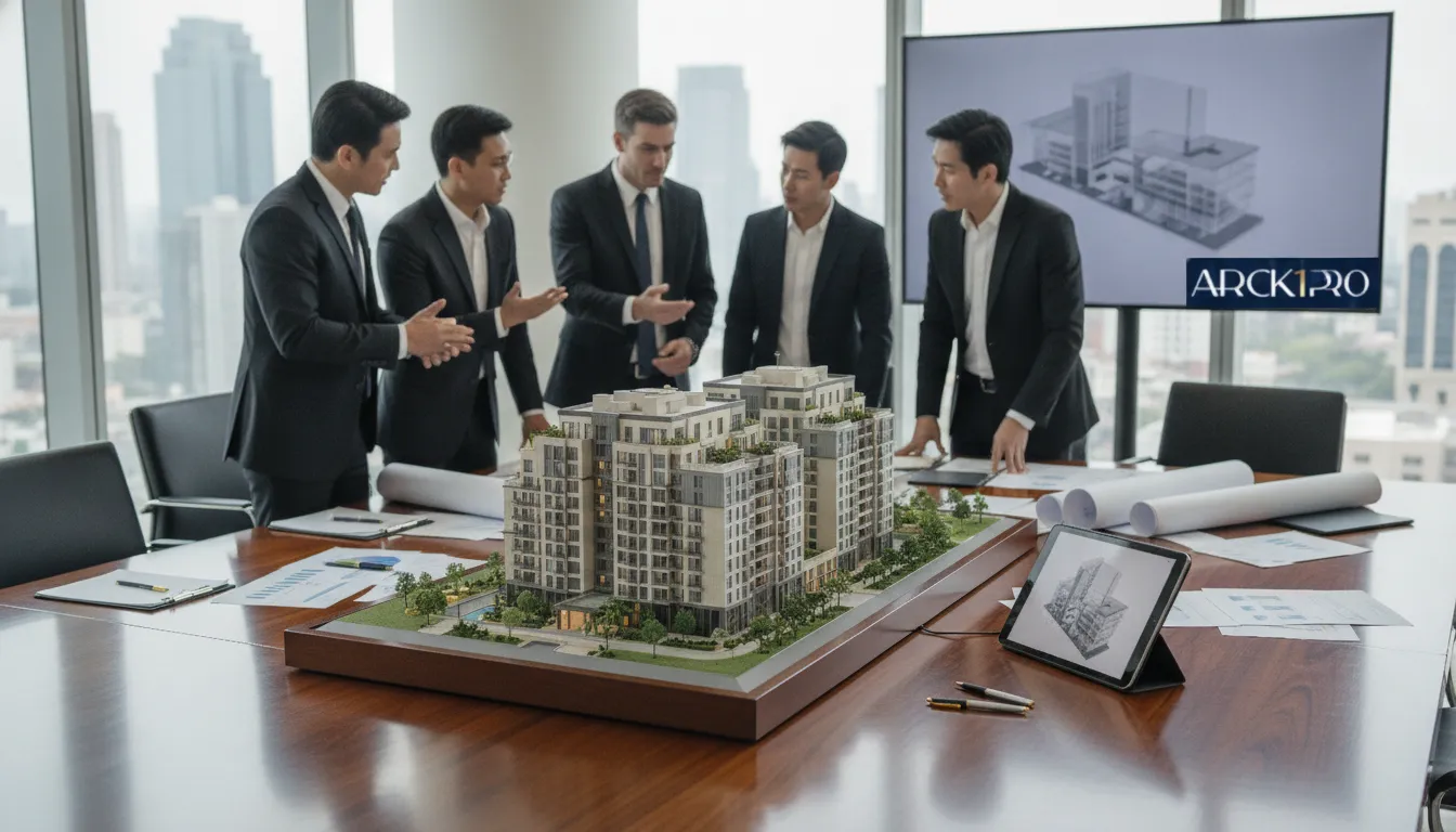 Maquete de empreendimento de alto padrão, representando ativo imobiliário em Porto Belo e região.