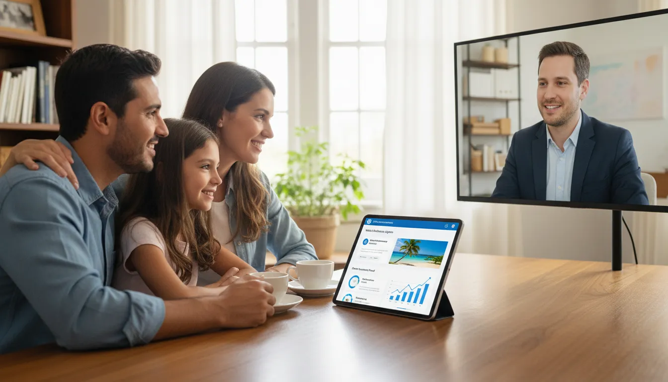 Família planejando futuro com suporte Financia Tudo e refinanciamento de veículo estratégico e seguro.