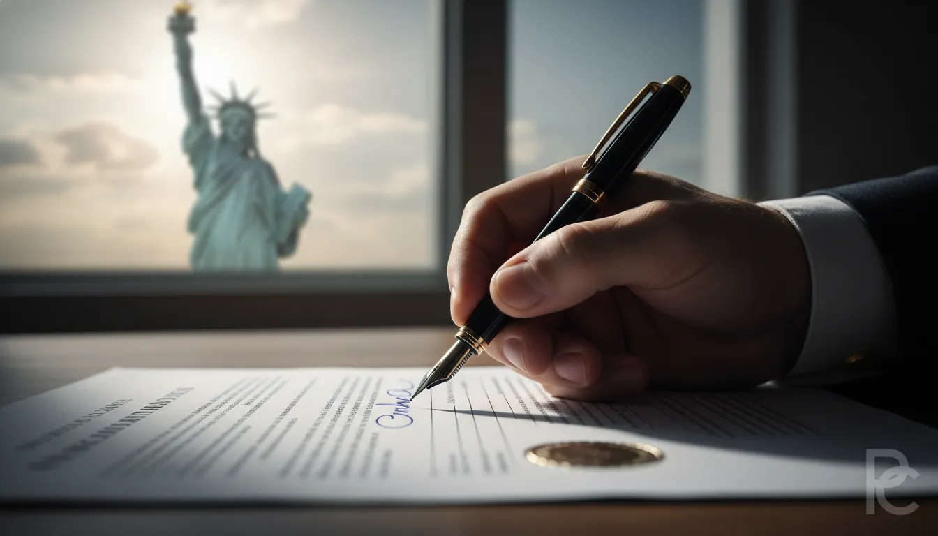 Close de uma assinatura em documentos de empresa nos EUA: será que preciso morar nos EUA para abrir empresa?