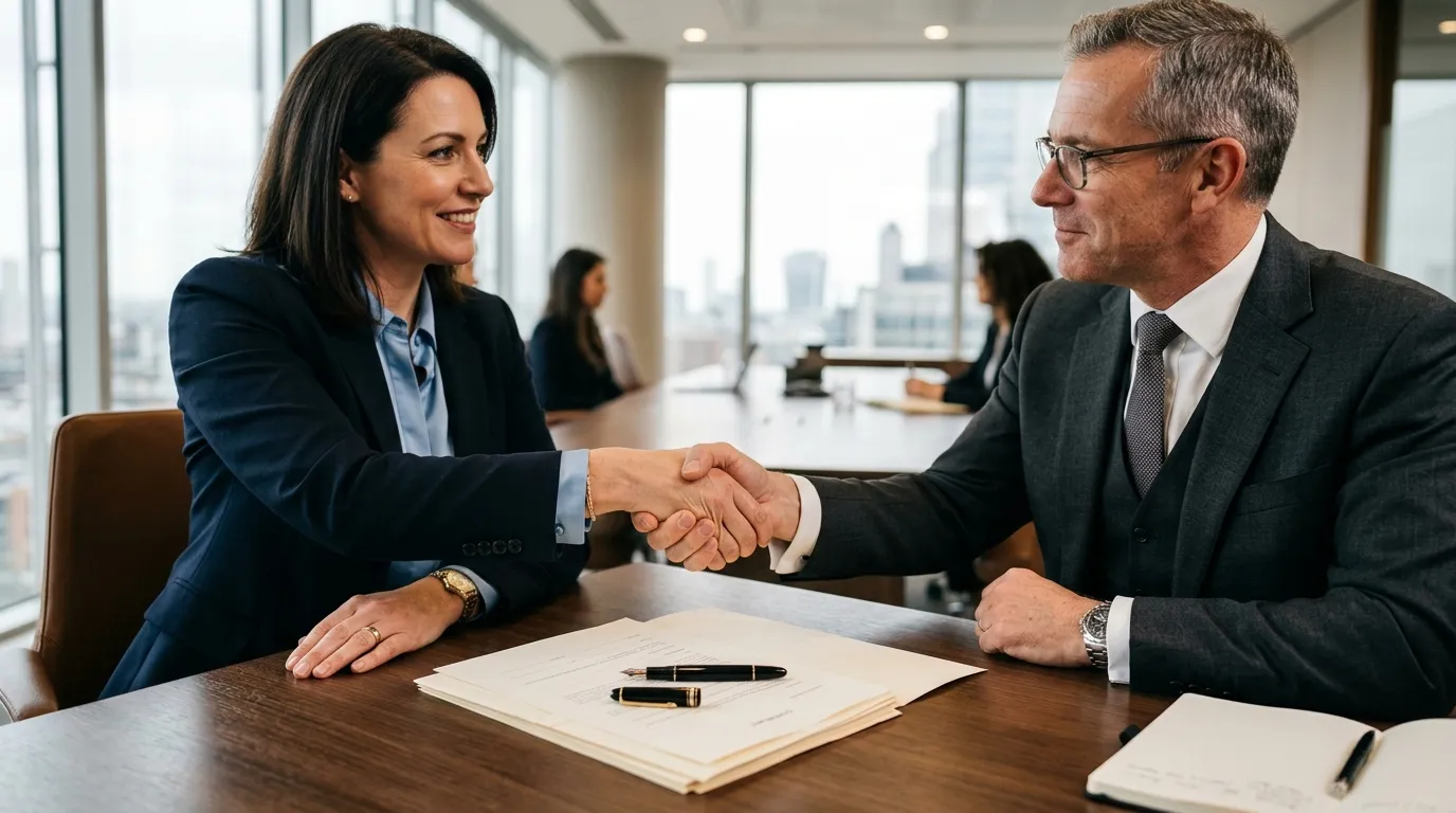 Parceria estratégica com advogado empresarial Bauru firmando acordo jurídico seguro.