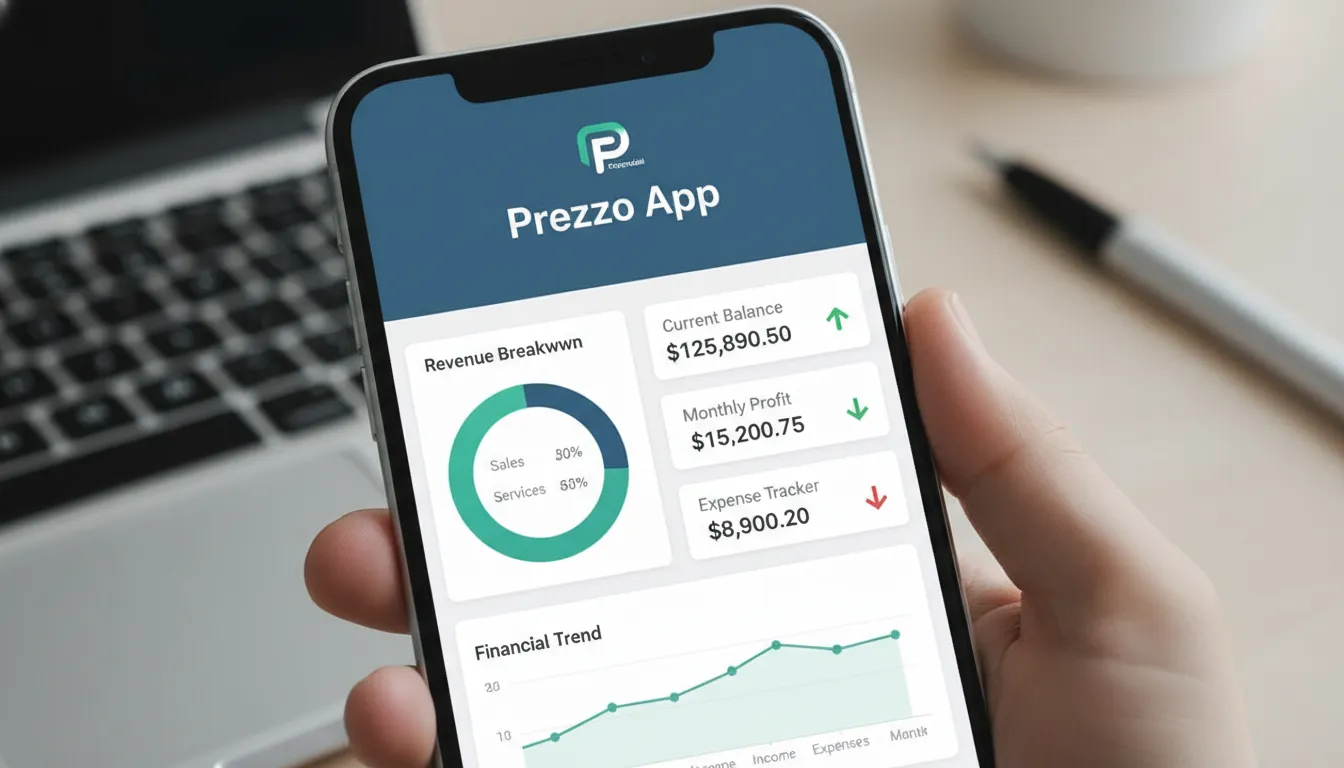 Dashboard da Prezzo Contábil no celular, ilustrando o controle financeiro e a facilidade na Abertura de Empresa em São Paulo.