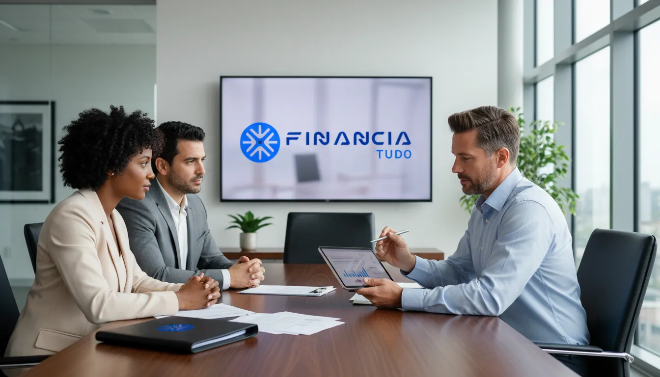 Especialista da Financia Tudo orienta um casal, demonstrando a análise individualizada para a liberação de crédito após aprovação.