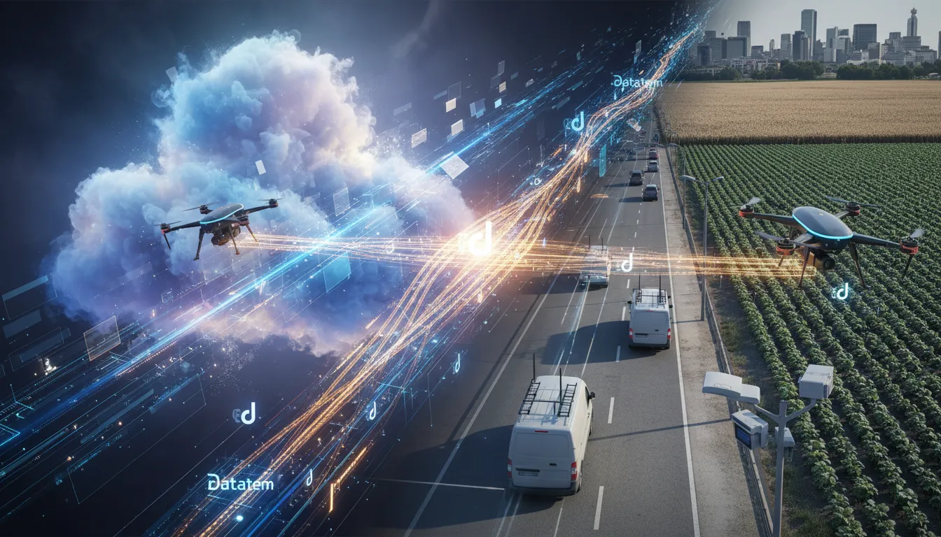 Representação visual da integração entre computação em nuvem e edge computing, conectando dispositivos IoT de forma segura.