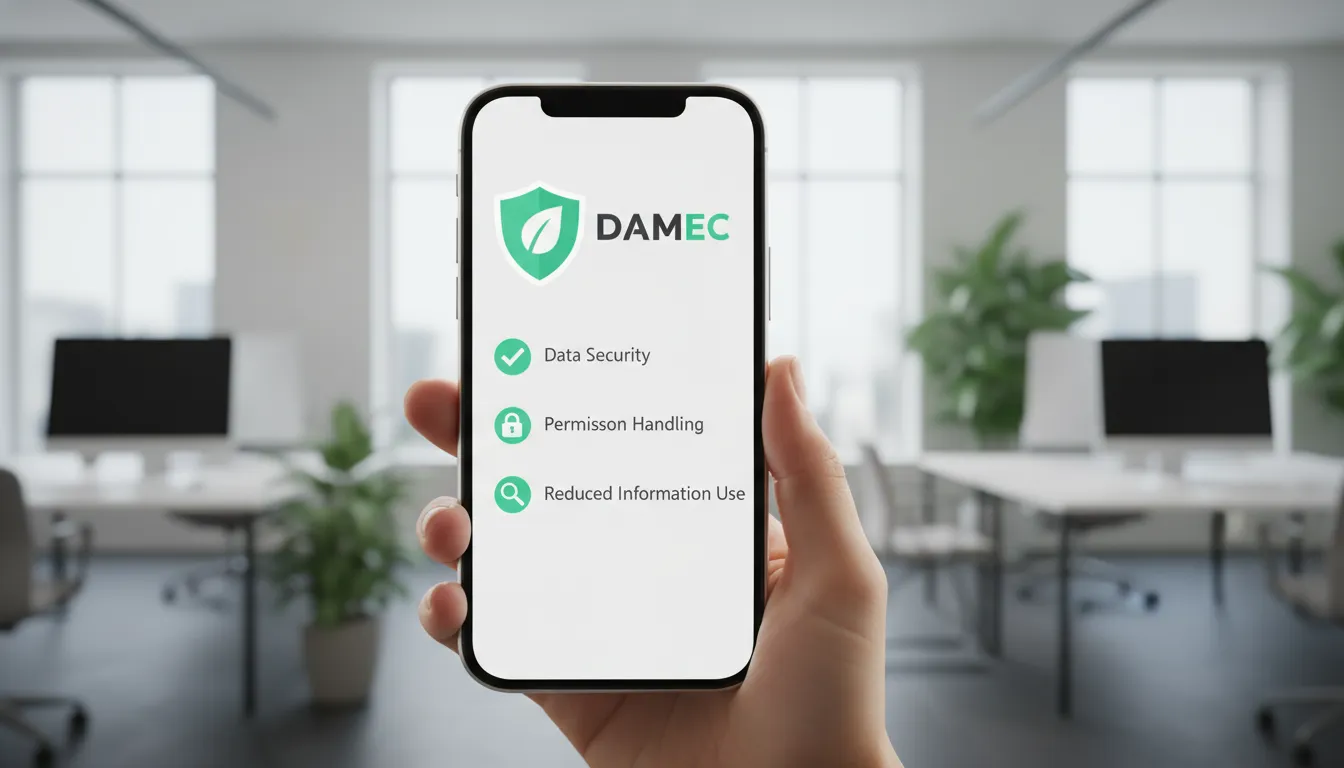 Mão segura smartphone mostrando checklist LGPD, representando tratamento de dados sensíveis e conformidade.